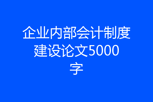 企业内部会计制度建设论文5000字