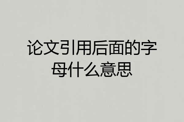 论文引用后面的字母什么意思