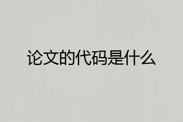 论文的代码是什么