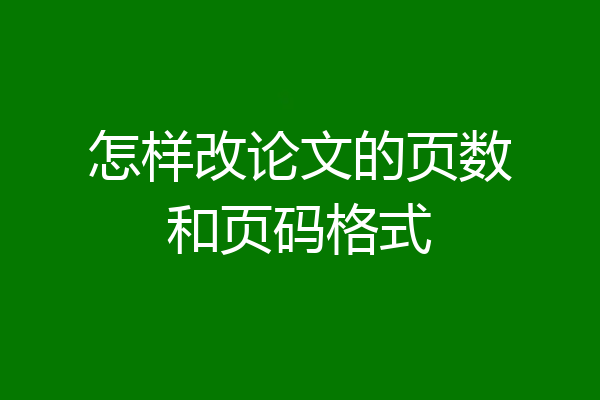怎样改论文的页数和页码格式