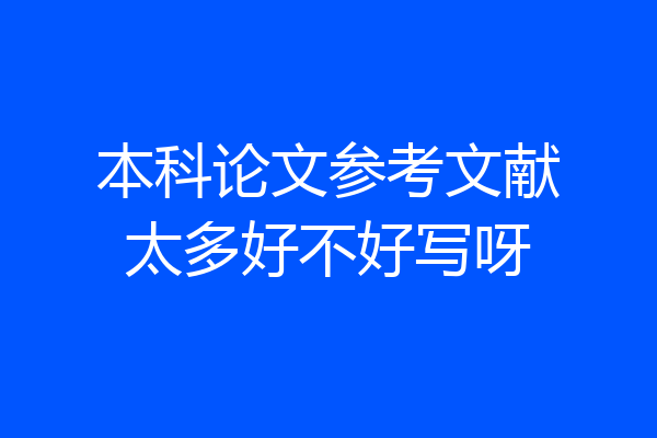 本科论文参考文献太多好不好写呀