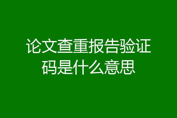 论文查重报告验证码是什么意思