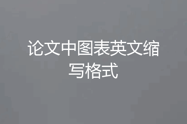 论文中图表英文缩写格式