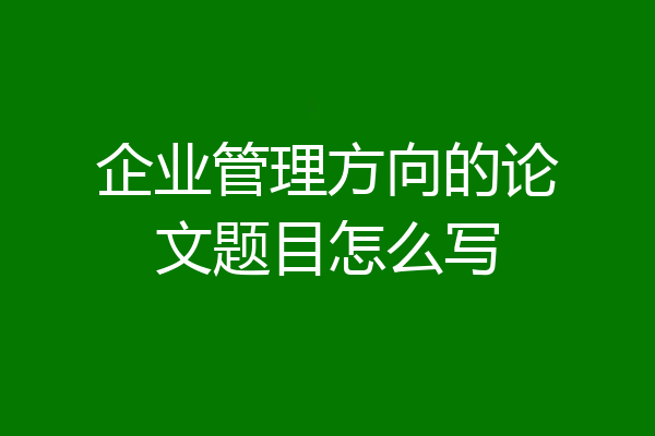 企业管理方向的论文题目怎么写