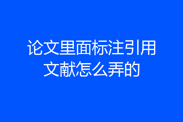 论文里面标注引用文献怎么弄的