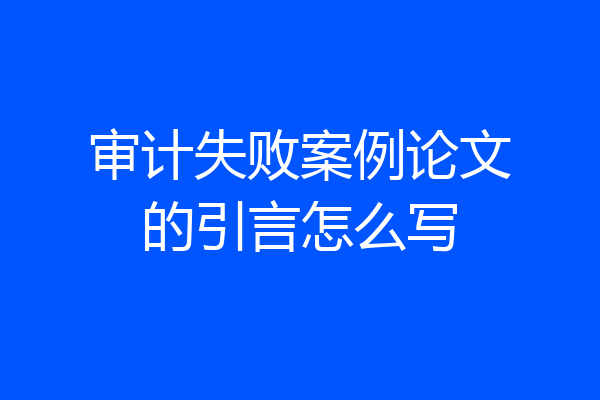 审计失败案例论文的引言怎么写