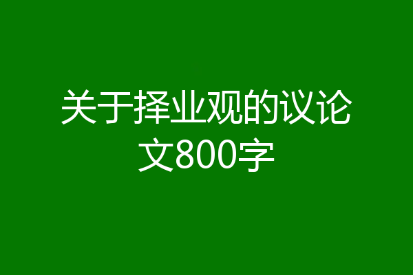 关于择业观的议论文800字