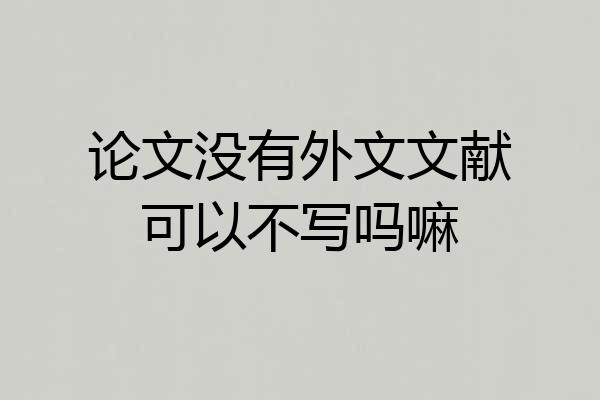 论文没有外文文献可以不写吗嘛
