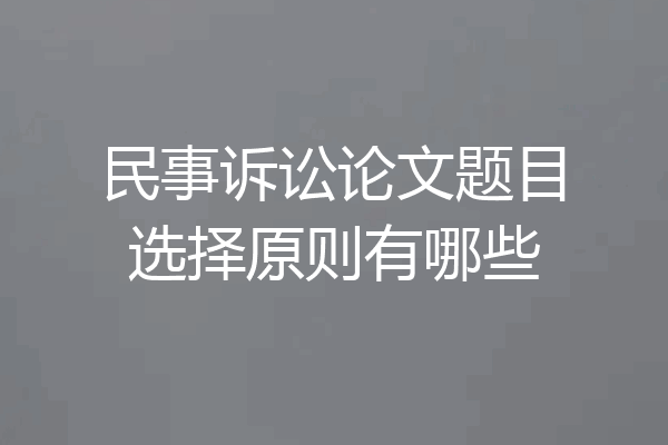 民事诉讼论文题目选择原则有哪些