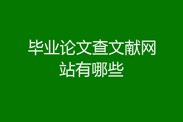 毕业论文查文献网站有哪些
