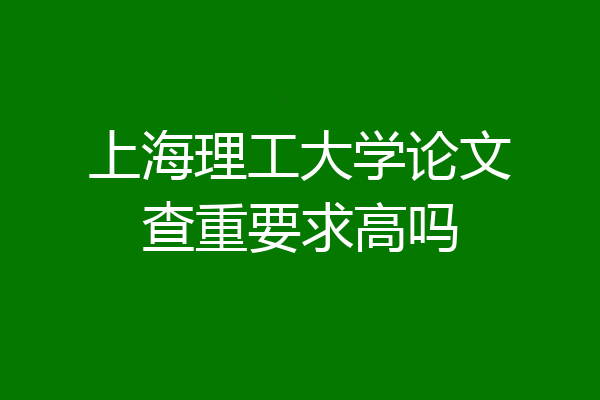 上海理工大学论文查重要求高吗