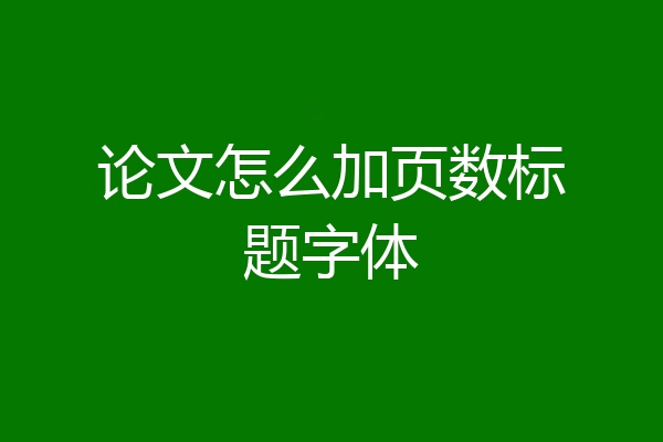 论文怎么加页数标题字体