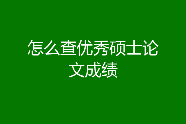 怎么查优秀硕士论文成绩