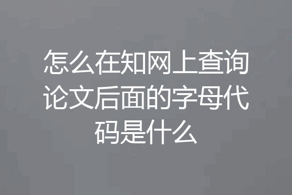 怎么在知网上查询论文后面的字母代码是什么