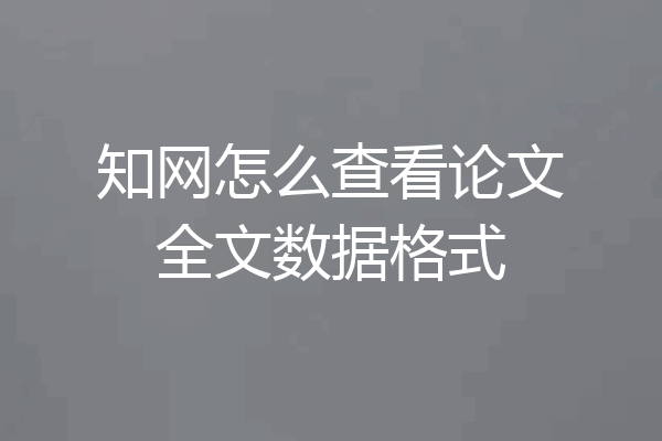 知网怎么查看论文全文数据格式