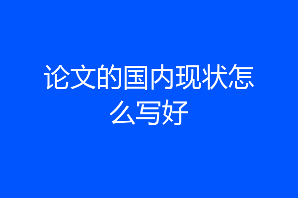论文的国内现状怎么写好
