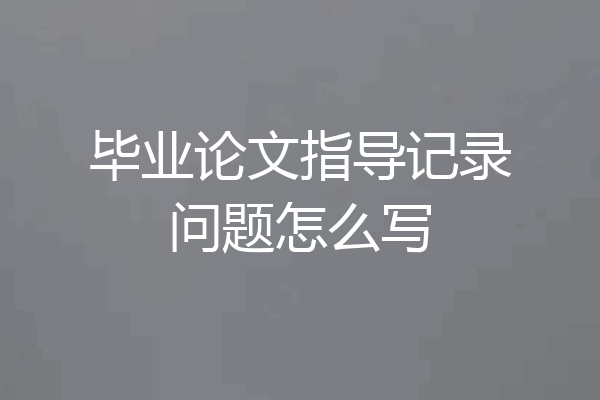 毕业论文指导记录问题怎么写