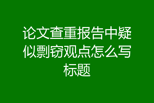 论文查重报告中疑似剽窃观点怎么写标题