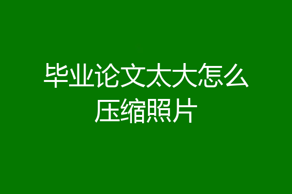毕业论文太大怎么压缩照片
