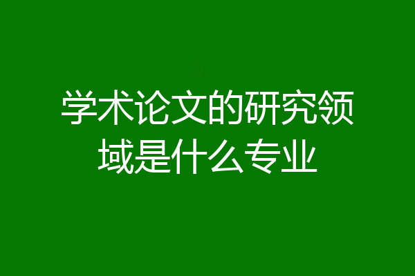 学术论文的研究领域是什么专业