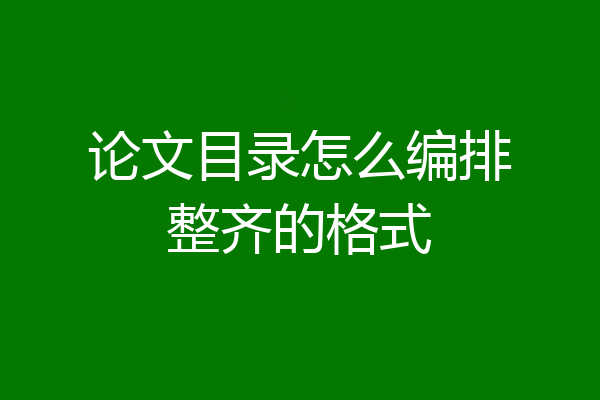 论文目录怎么编排整齐的格式