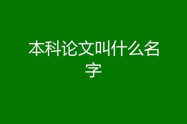本科论文叫什么名字