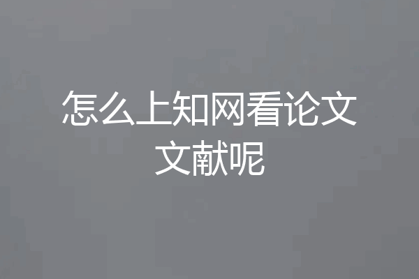怎么上知网看论文文献呢