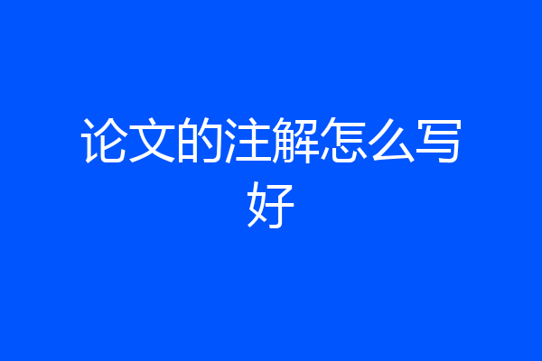 论文的注解怎么写好