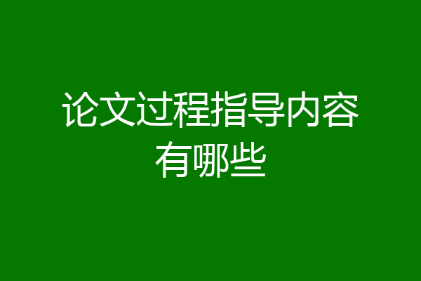 论文过程指导内容有哪些