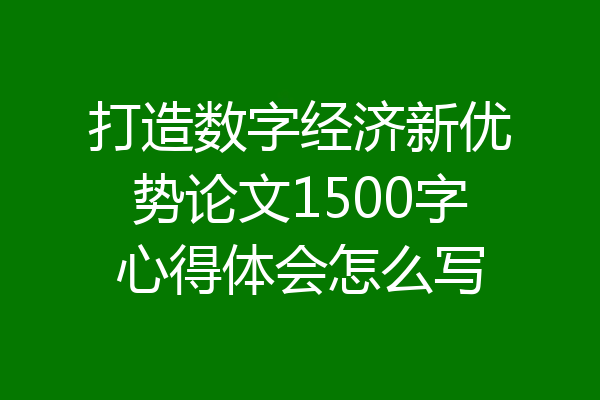 打造数字经济新优势论文1500字心得体会怎么写