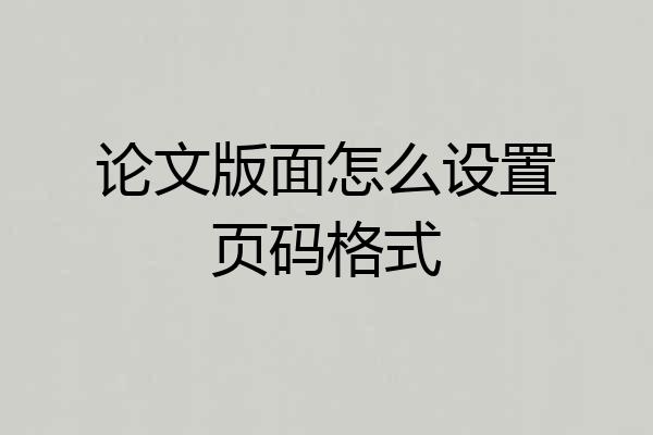 论文版面怎么设置页码格式