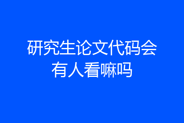 研究生论文代码会有人看嘛吗