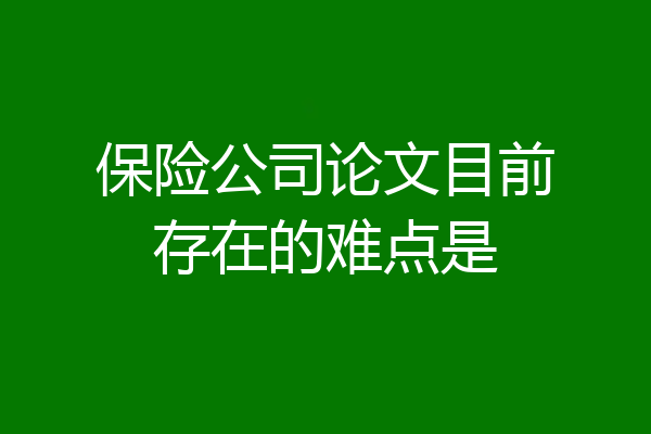 保险公司论文目前存在的难点是