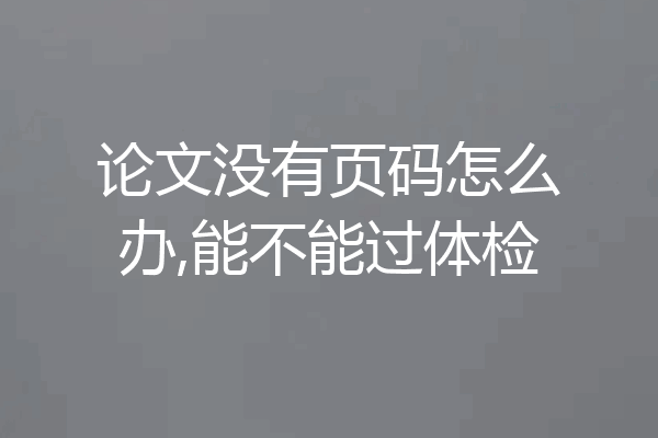 论文没有页码怎么办,能不能过体检