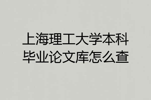 上海理工大学本科毕业论文库怎么查