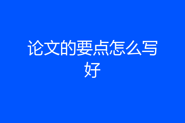 论文的要点怎么写好
