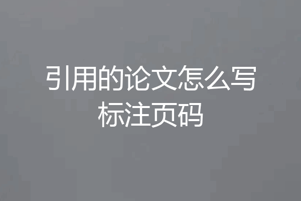 引用的论文怎么写标注页码