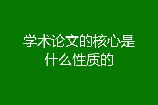 学术论文的核心是什么性质的