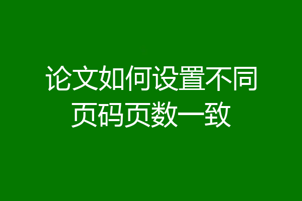 论文如何设置不同页码页数一致