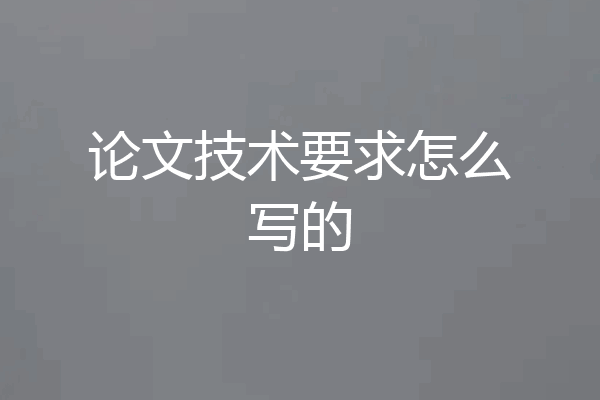 论文技术要求怎么写的