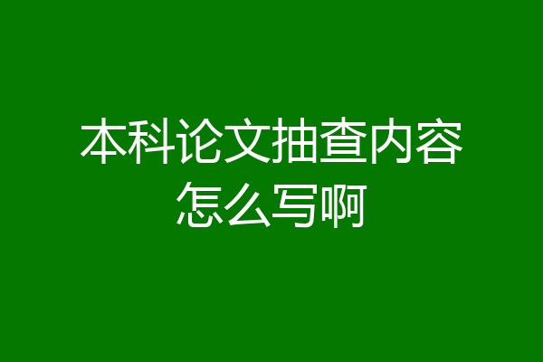 本科论文抽查内容怎么写啊