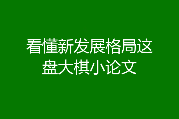 看懂新发展格局这盘大棋小论文