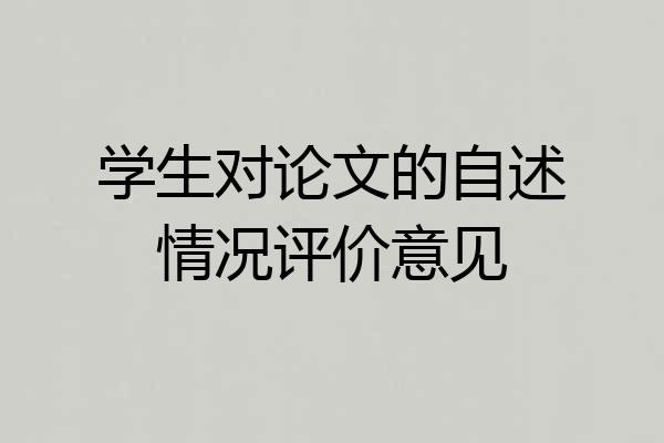 学生对论文的自述情况评价意见