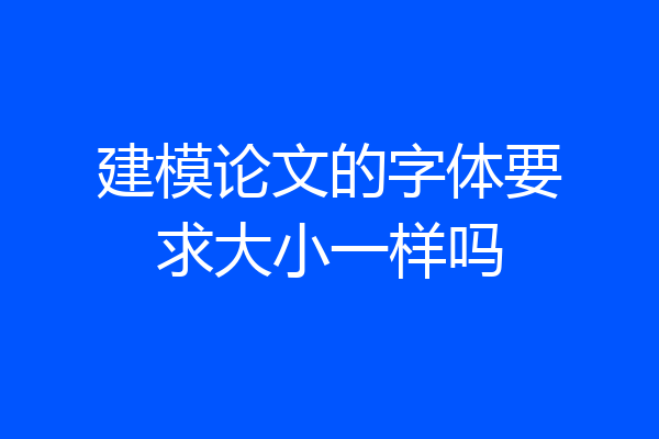 建模论文的字体要求大小一样吗