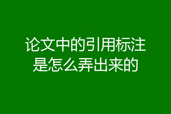 论文中的引用标注是怎么弄出来的