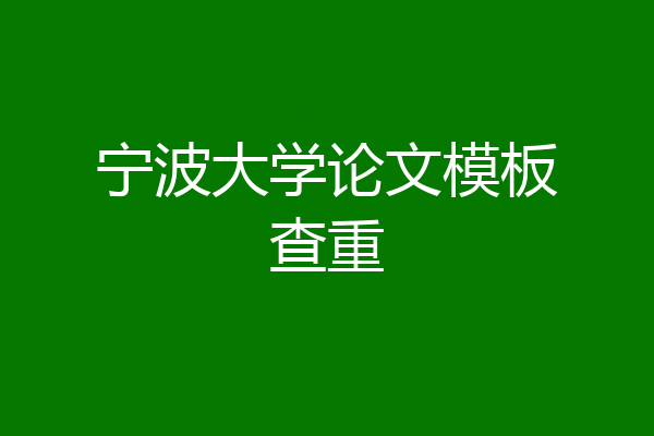 宁波大学论文模板查重