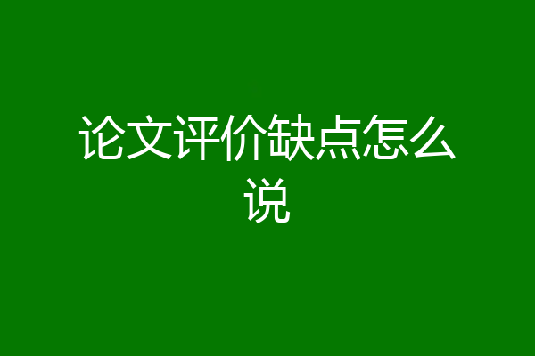 论文评价缺点怎么说