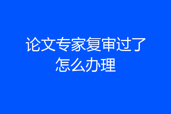 论文专家复审过了怎么办理