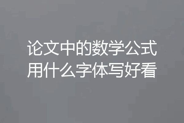 论文中的数学公式用什么字体写好看