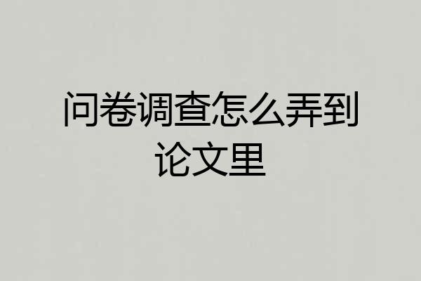 问卷调查怎么弄到论文里